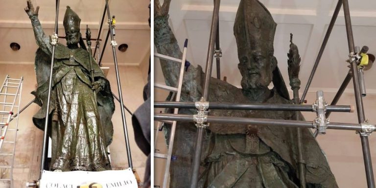 Come nuova. Conclusi i lavori di restauro dell’antica statua di Sant’Oronzo: e adesso?