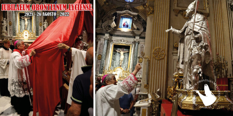 JUBILAEUM ORONTIANUM LYCIENSE. La statua svelata e benedetta dall’arcivescovo Seccia